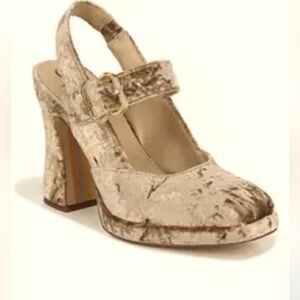 Sam Edelman Crushed Velvet Taupe Mary Jane Heels